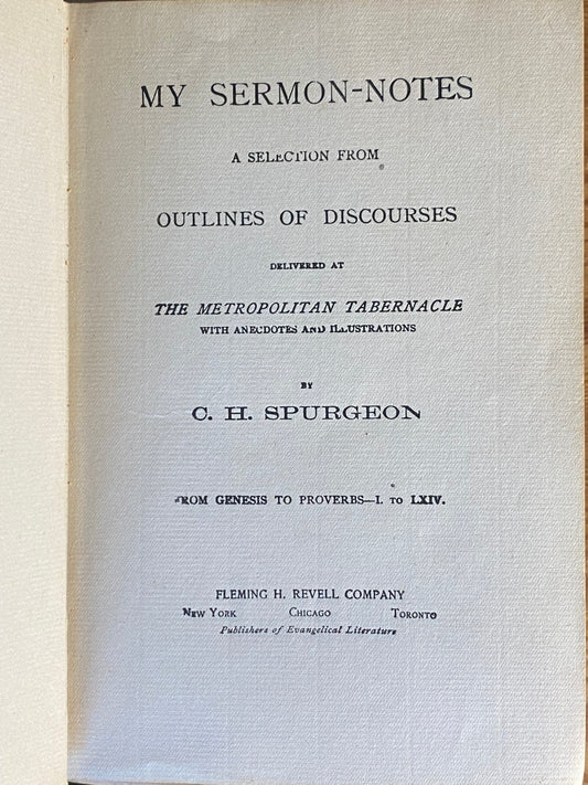 Spurgeon Sermon Notes Gen. - Rev. 4 Volume Revell ed.