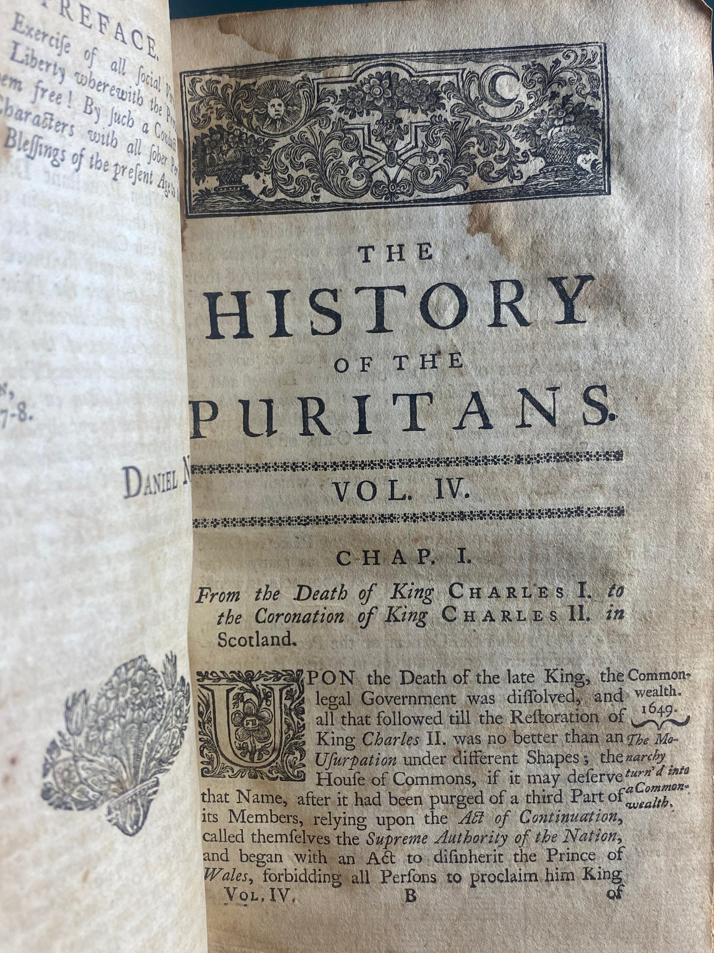 Daniel Neal History of the Puritans vol. 4, 1738 first ed. with provenance