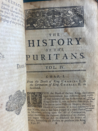 Daniel Neal History of the Puritans vol. 4, 1738 first ed. with provenance