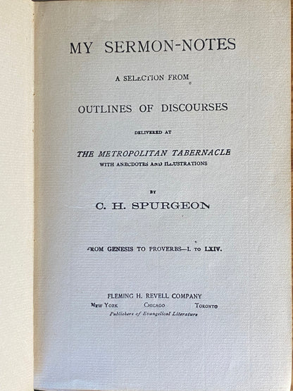 Spurgeon Sermon Notes Gen. - Rev. 4 Volume Revell ed.