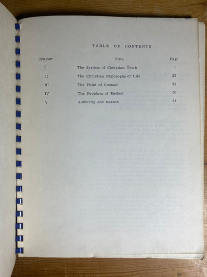 Original Apologetics Handout Cornelius Van Til 1951